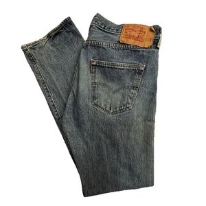 Levi's 501 Men's Jeans 34x34 Light Wash Button Fly Straight Leg Denim 00501-0193